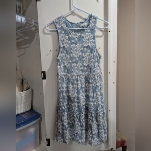 Vintage blue lace speechless dress, large